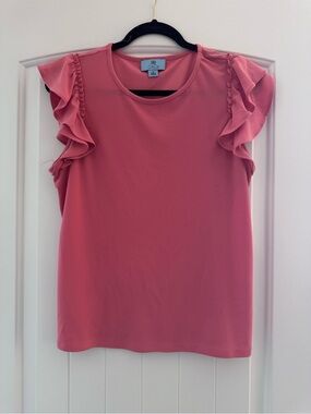 CeCe Coral Ruffle Sleeve Women's Top